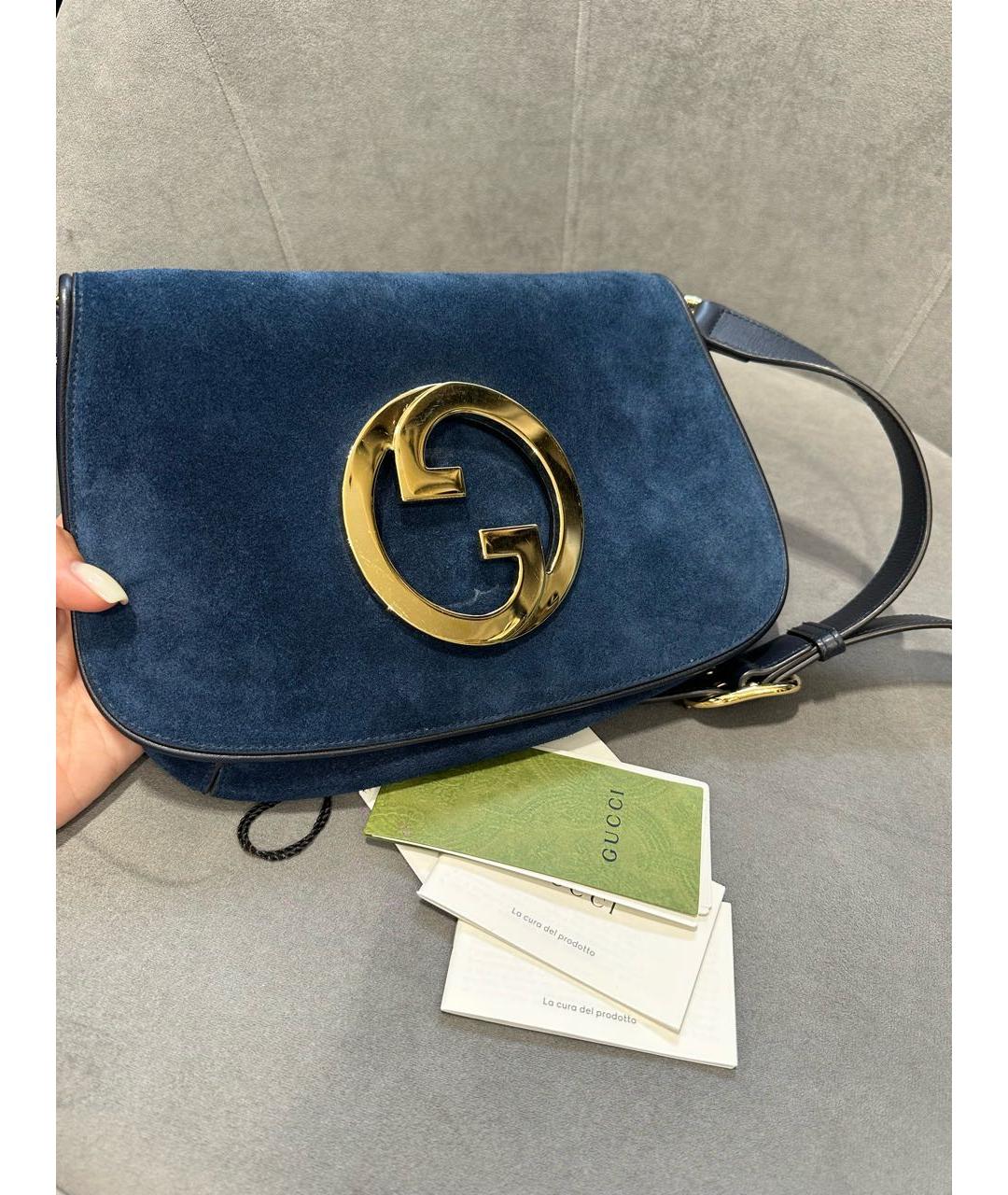 GUCCI Темно-синяя замшевая сумка через плечо, фото 4