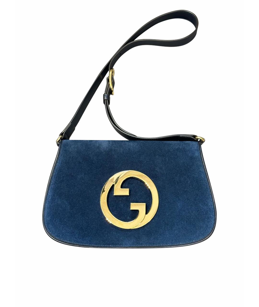 GUCCI Темно-синяя замшевая сумка через плечо, фото 1