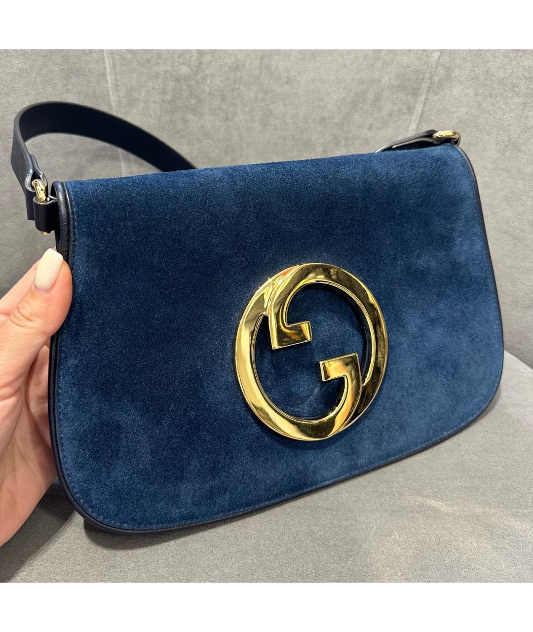 GUCCI Темно-синяя замшевая сумка через плечо, фото 2