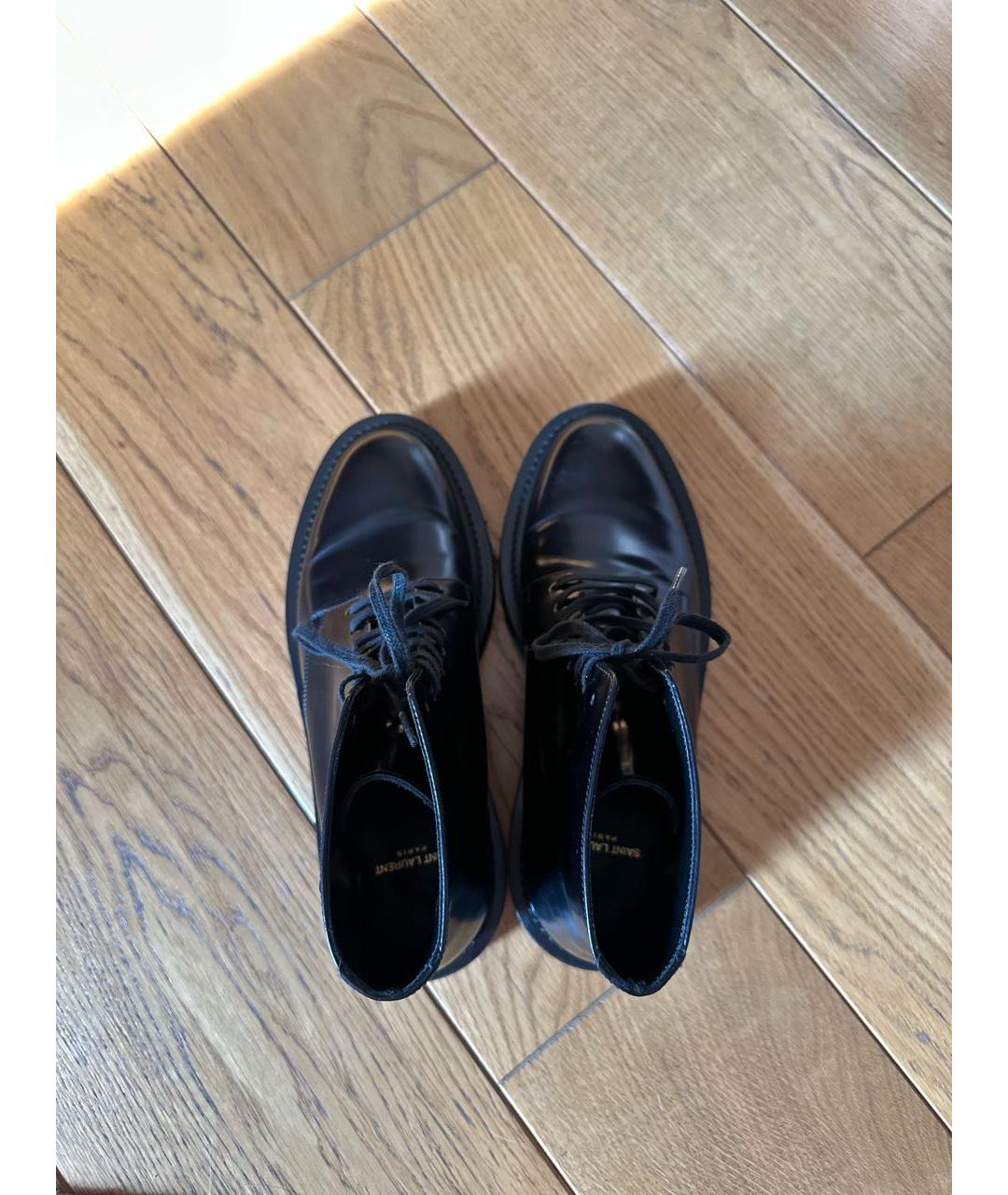 SAINT LAURENT Черные кожаные ботинки, фото 3