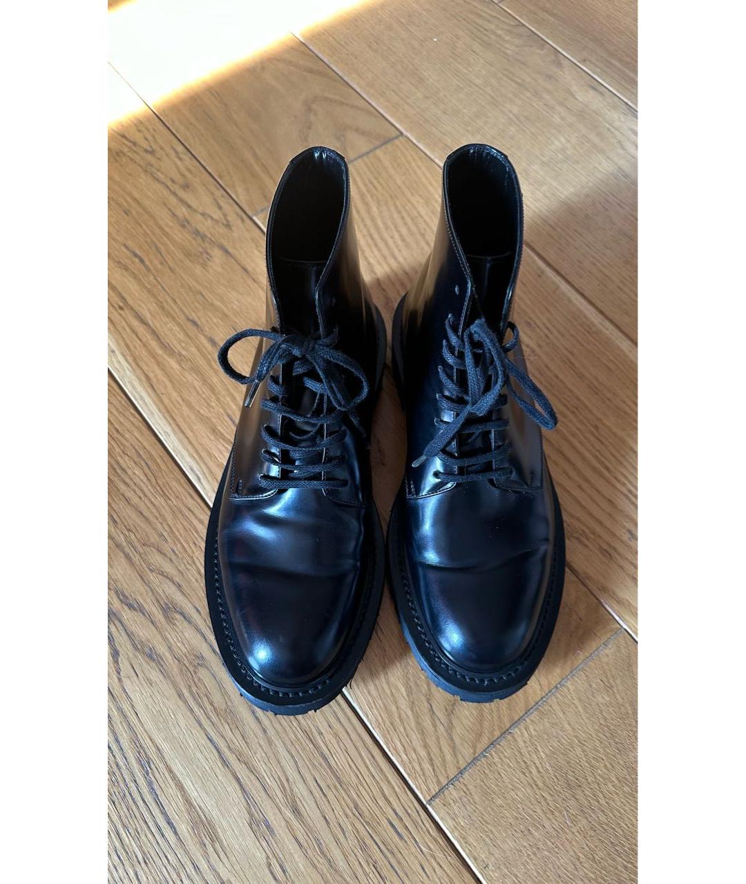 SAINT LAURENT Черные кожаные ботинки, фото 2