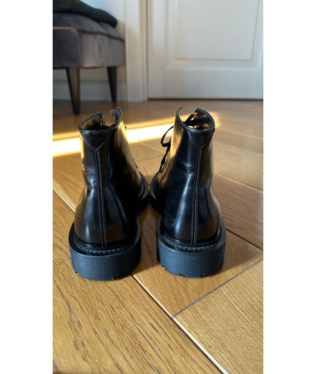 SAINT LAURENT Черные кожаные ботинки, фото 4