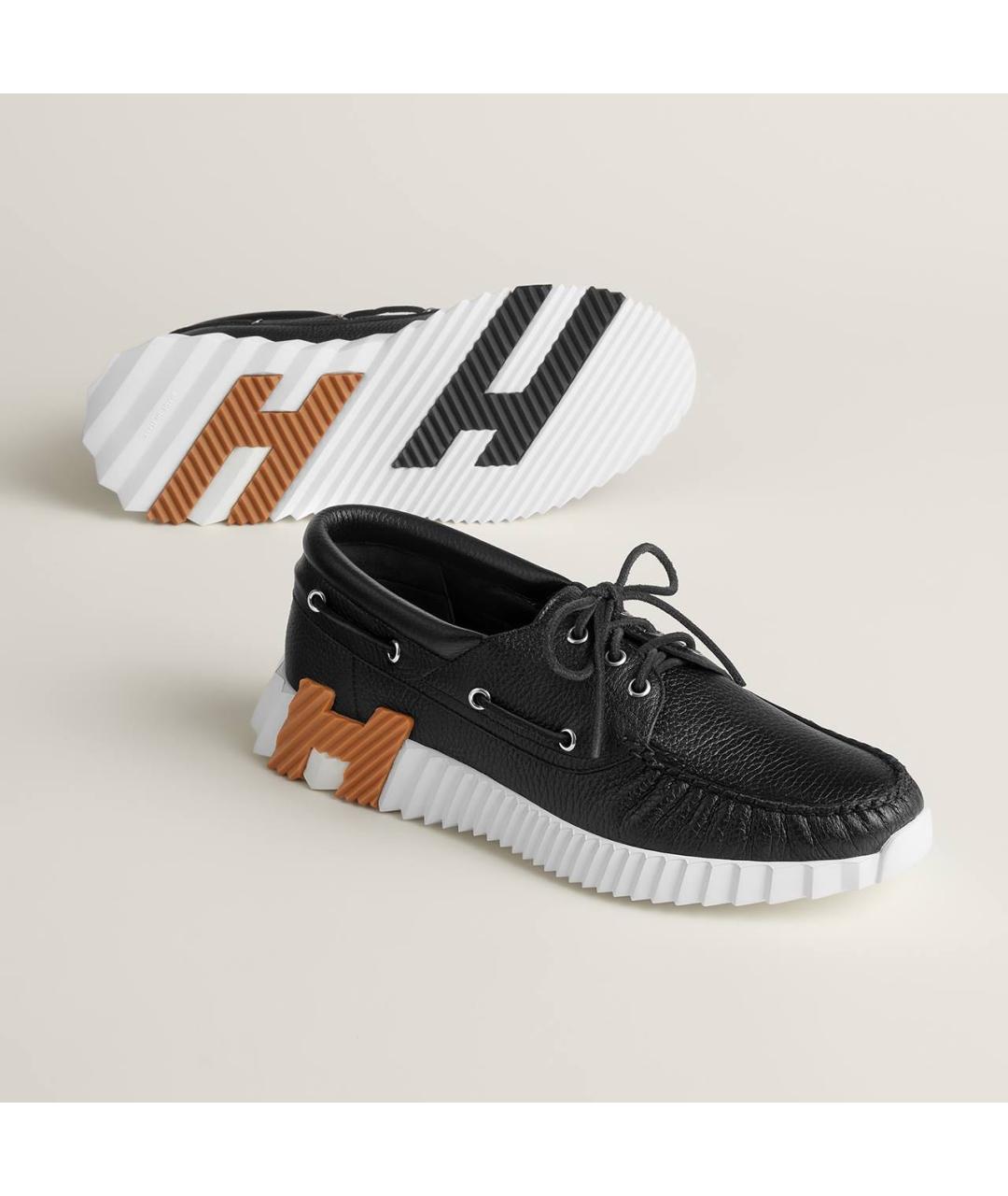 HERMES Черные кожаные мокасины, фото 2