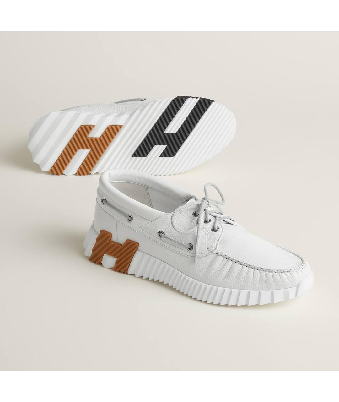 HERMES Белые кожаные мокасины, фото 2