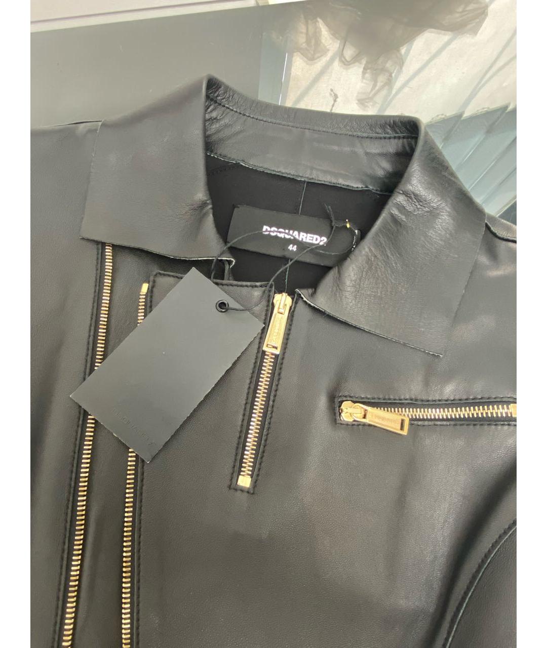 DSQUARED2 Черная кожаная куртка, фото 3