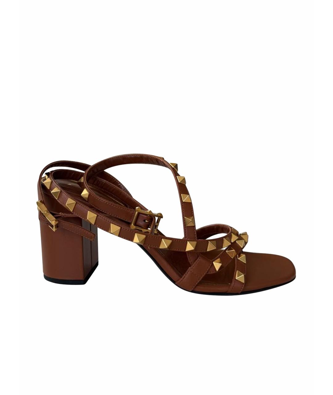 VALENTINO Коричневые кожаные босоножки, фото 1