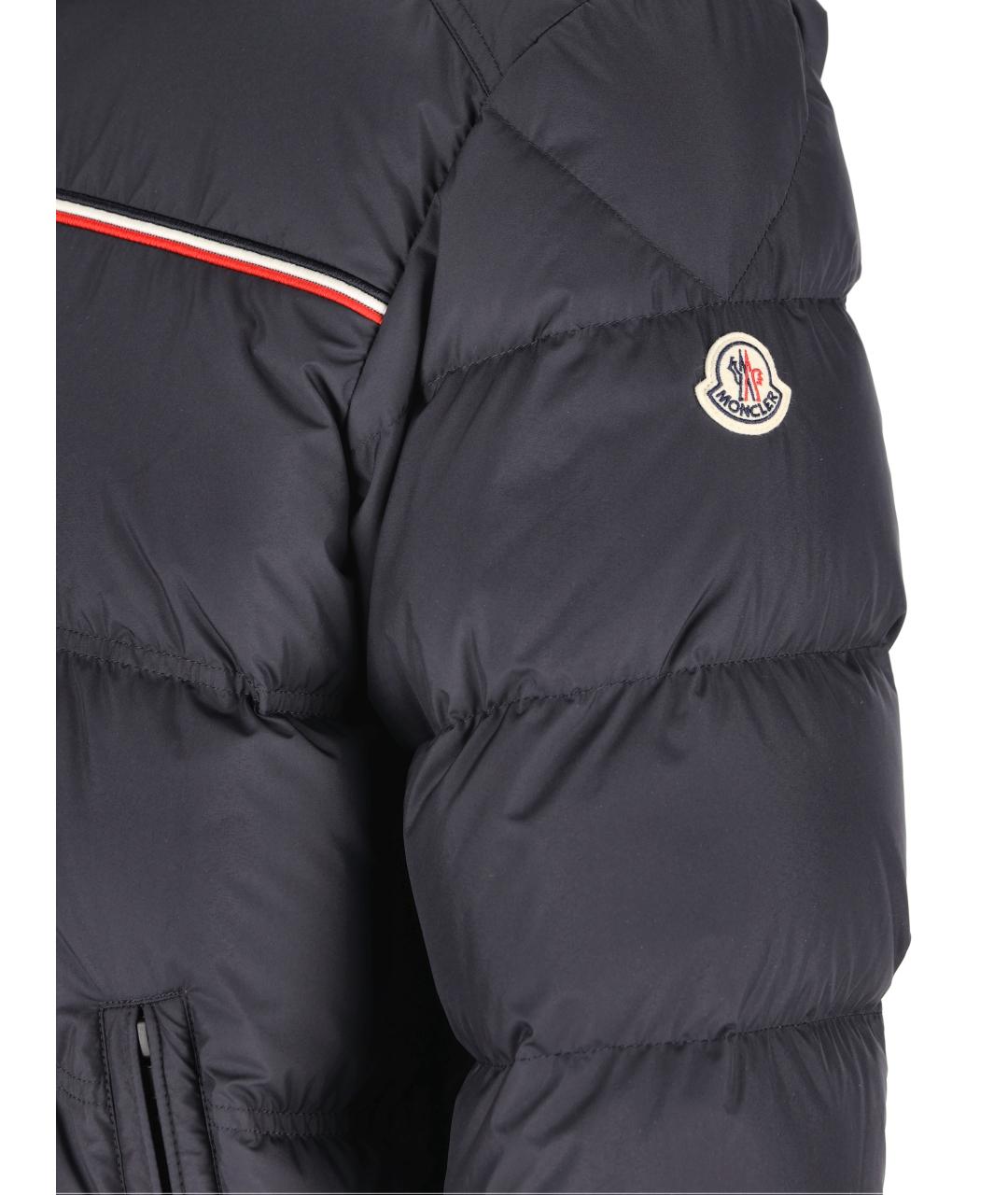 MONCLER Темно-синий полиамидовый пуховик, фото 2