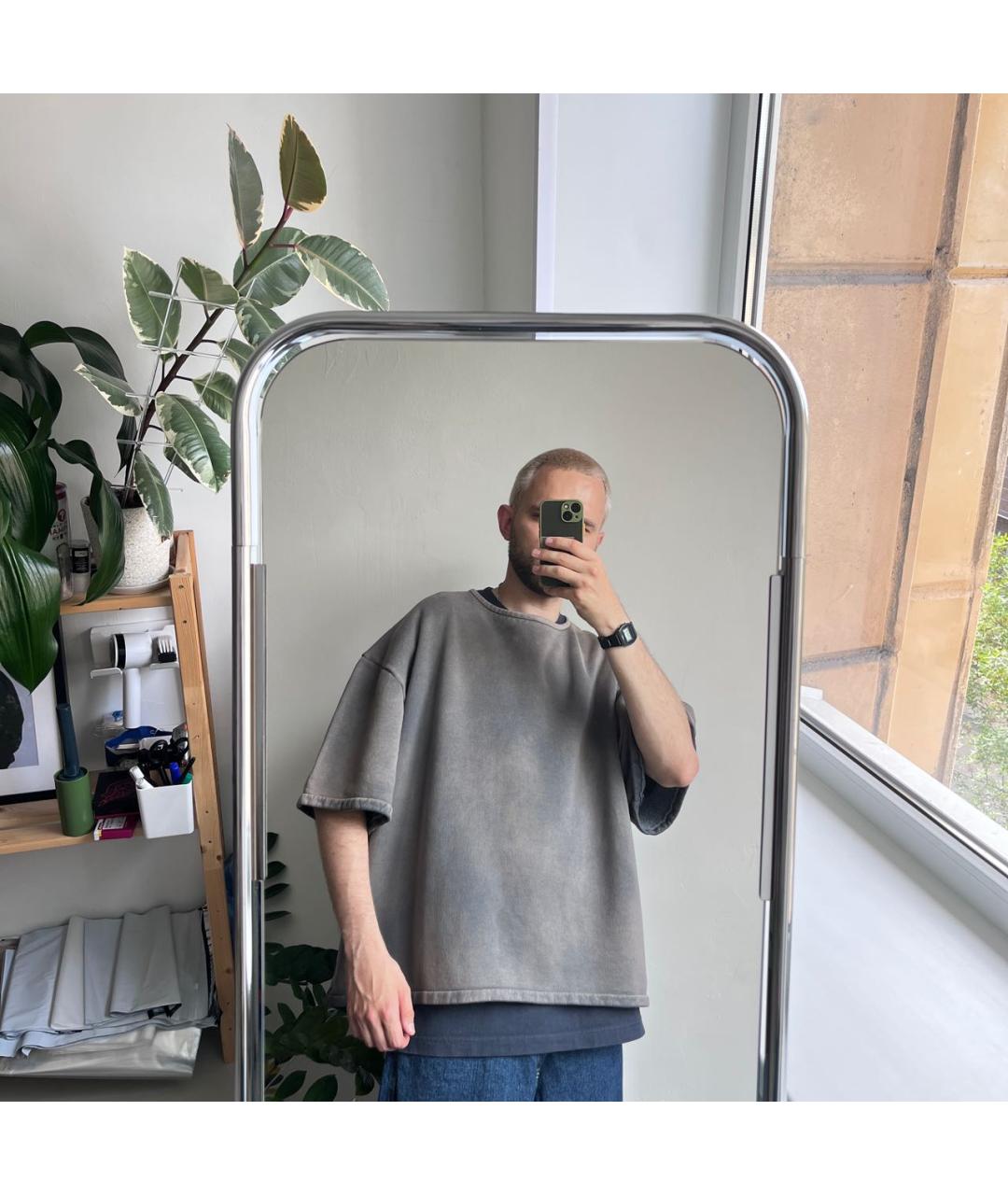 YEEZY Серая хлопковая футболка, фото 8