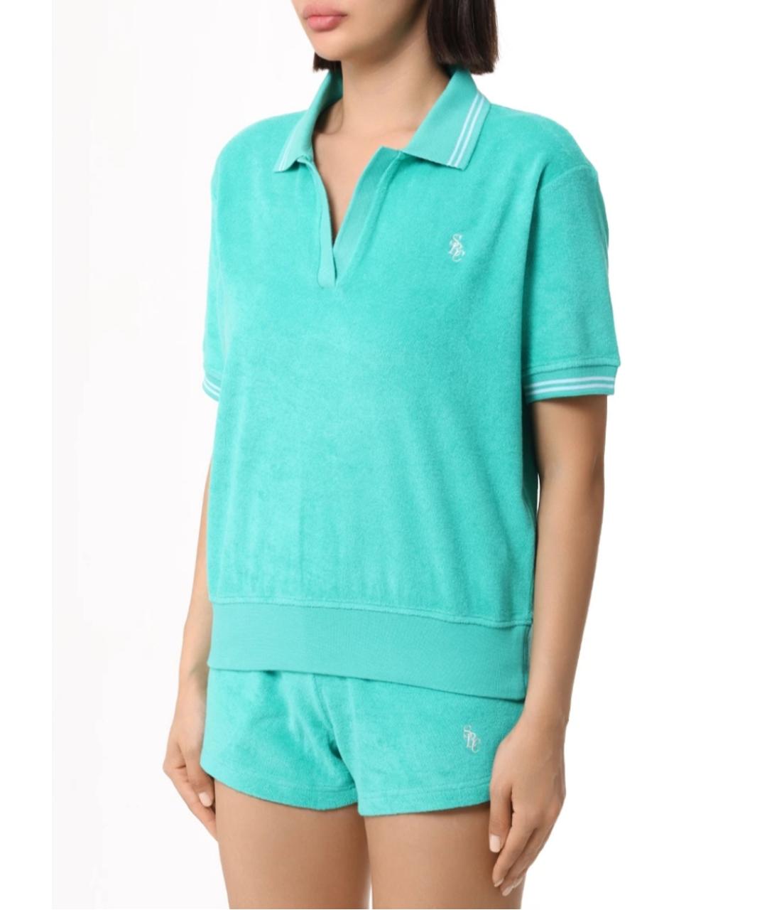 SPORTY AND RICH Бирюзовый хлопковый костюм с брюками, фото 4