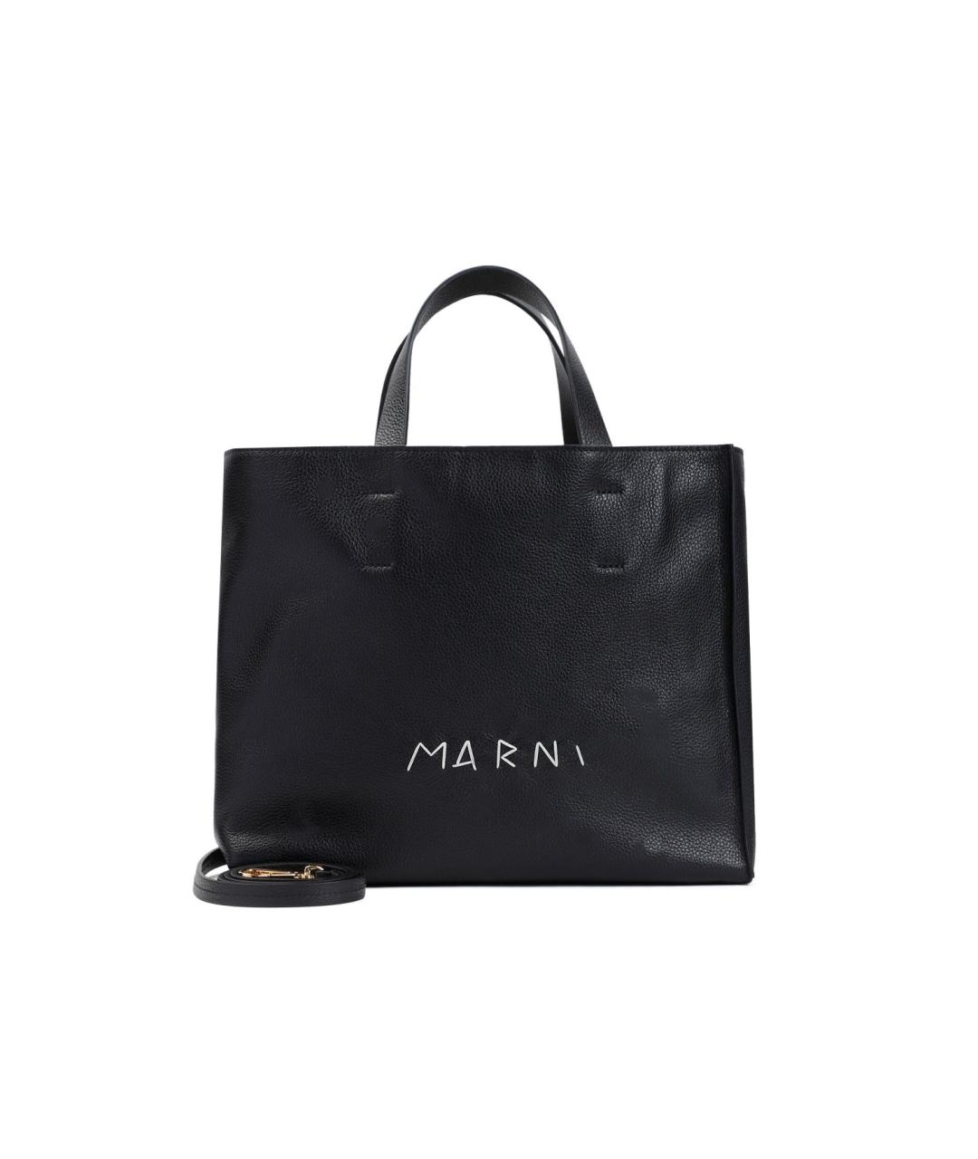MARNI Черная кожаная сумка тоут, фото 1