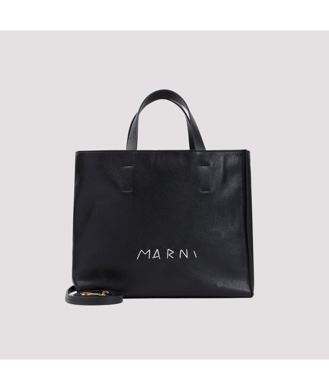 MARNI Черная кожаная сумка тоут, фото 2