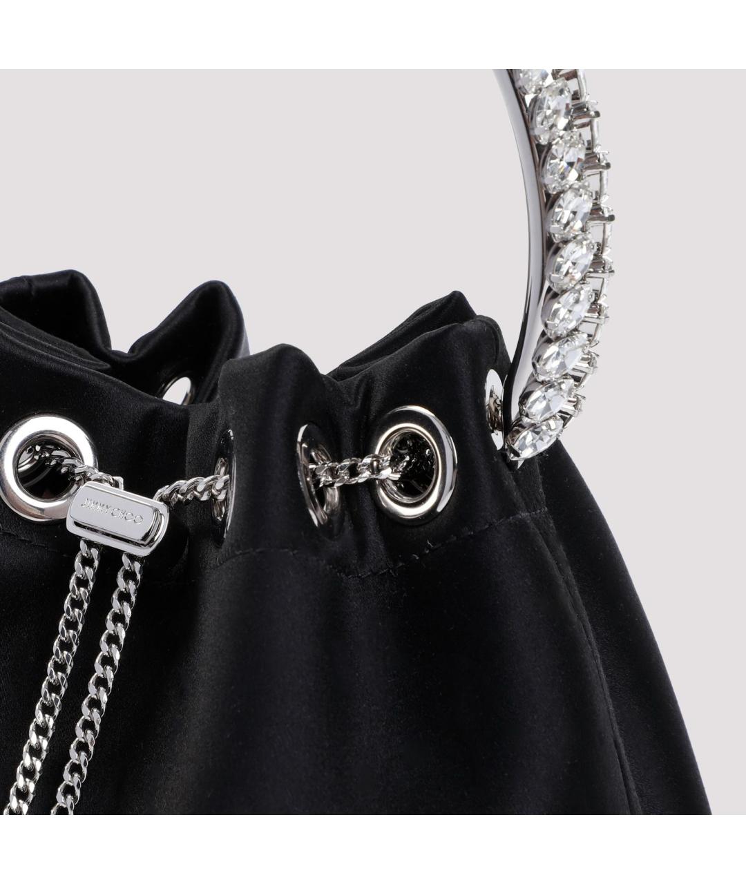 JIMMY CHOO Черная тканевая сумка с короткими ручками, фото 5