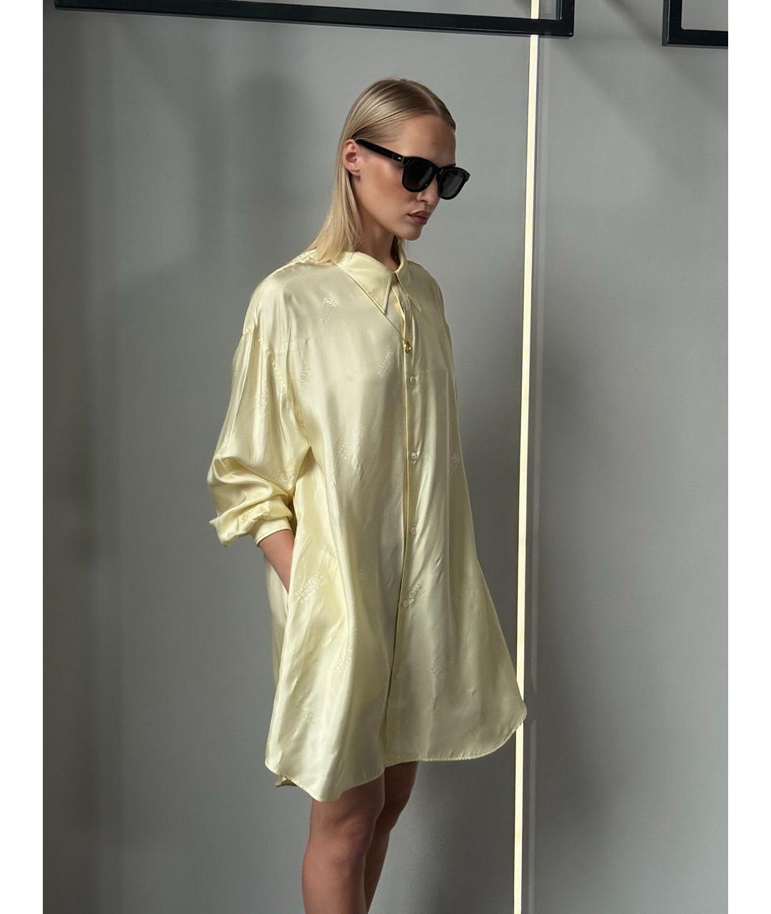MM6 MAISON MARGIELA Желтое вискозное повседневное платье, фото 3