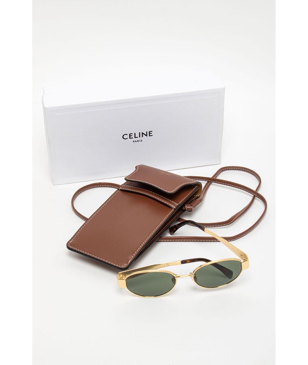 CELINE Золотые металлические солнцезащитные очки, фото 4