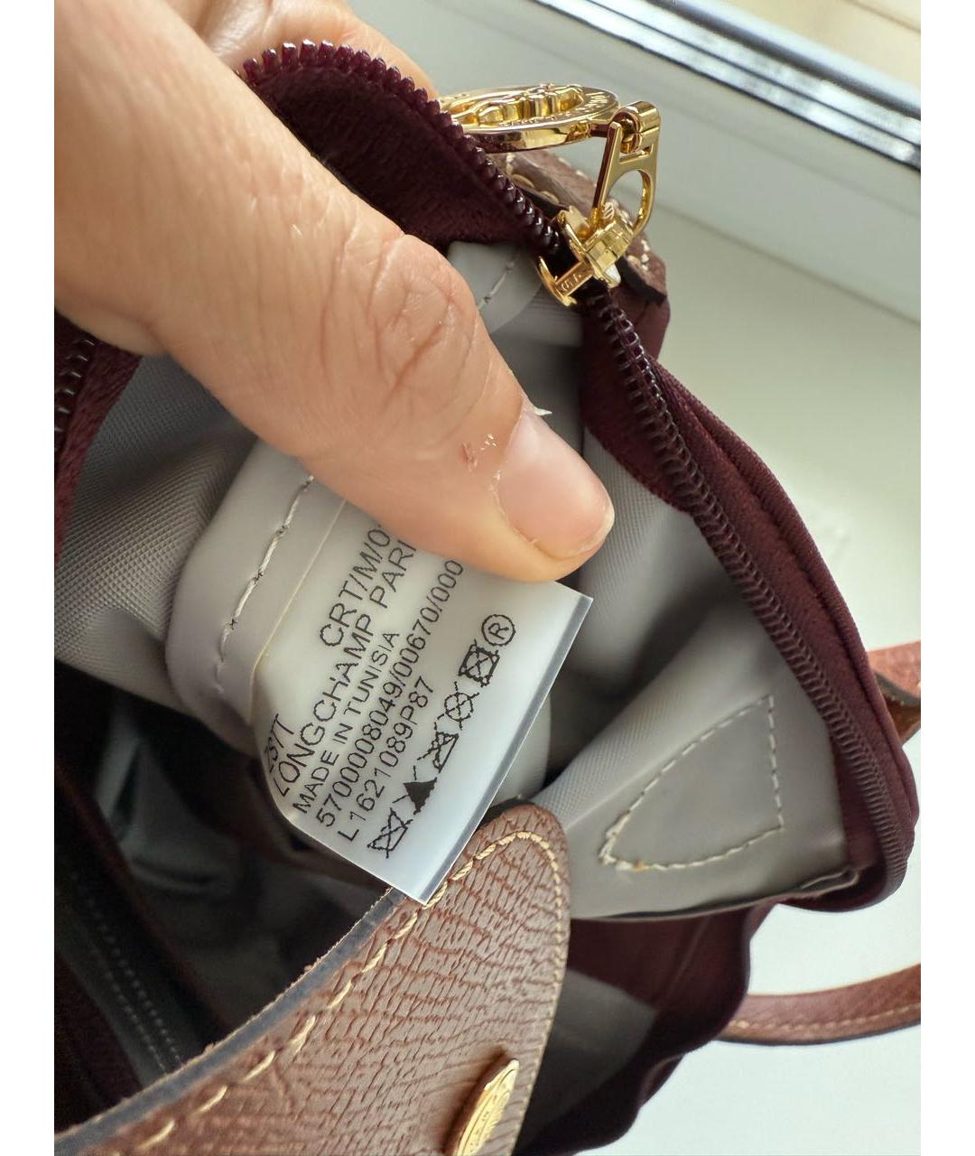 LONGCHAMP Бордовая синтетическая сумка с короткими ручками, фото 5