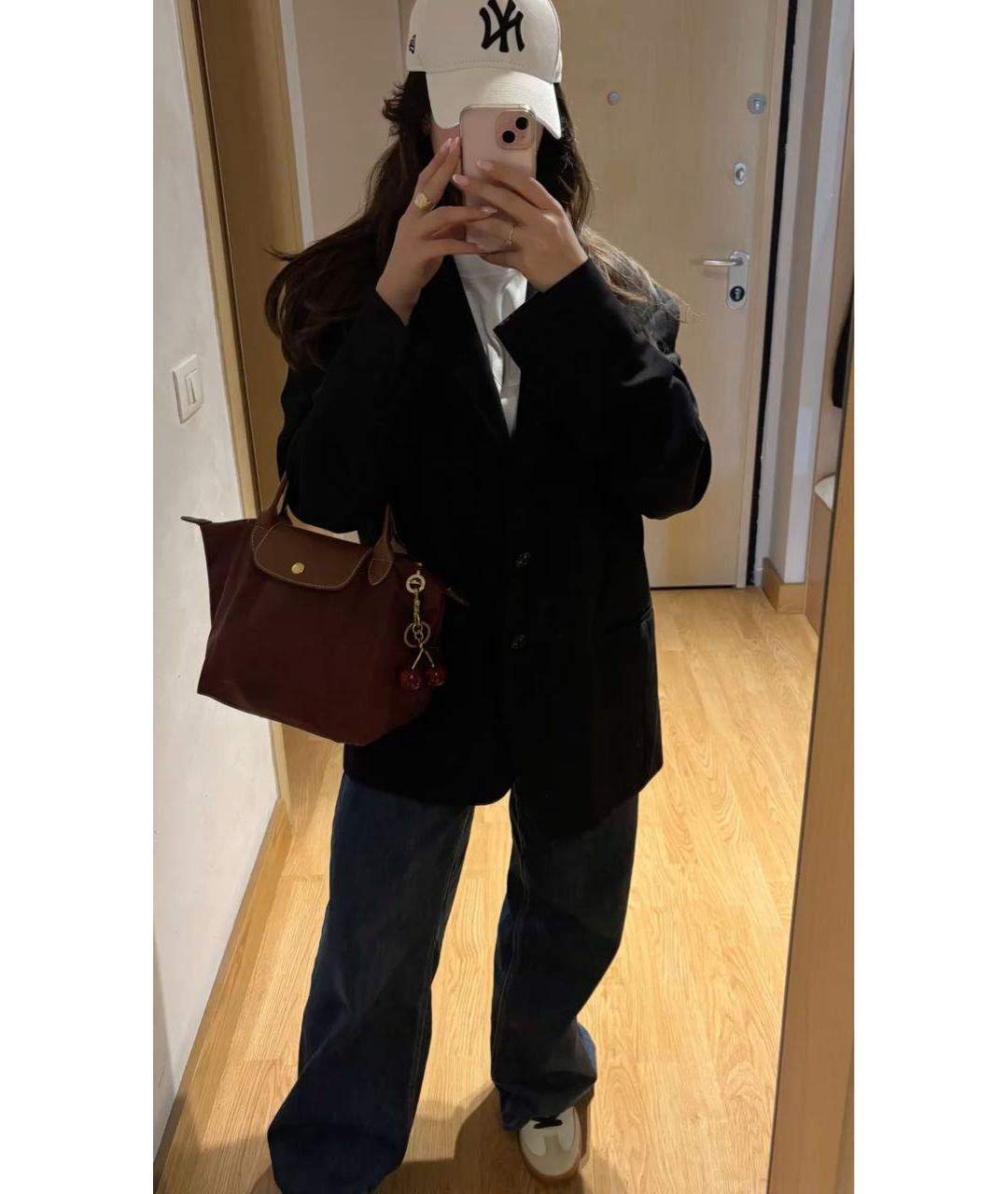 LONGCHAMP Бордовая синтетическая сумка с короткими ручками, фото 7