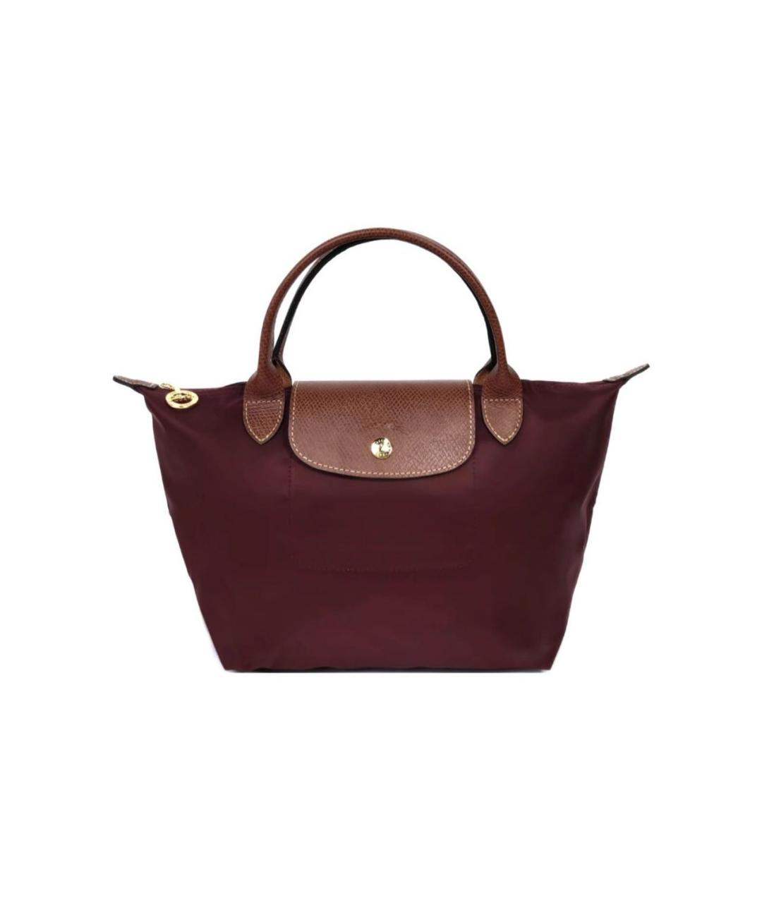 LONGCHAMP Бордовая синтетическая сумка с короткими ручками, фото 1