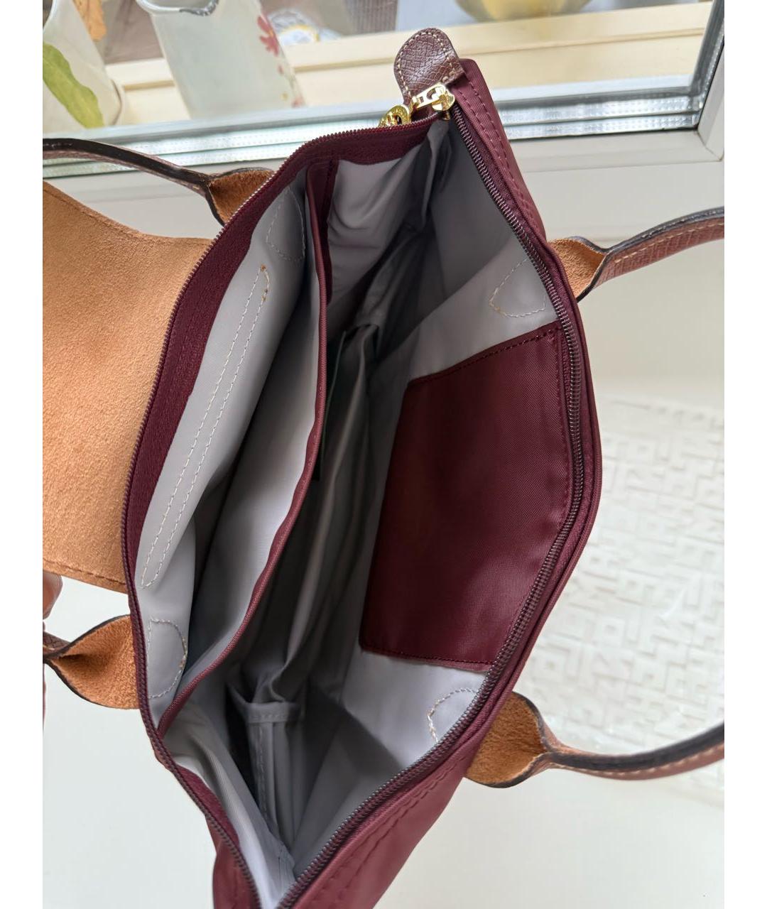LONGCHAMP Бордовая синтетическая сумка с короткими ручками, фото 4