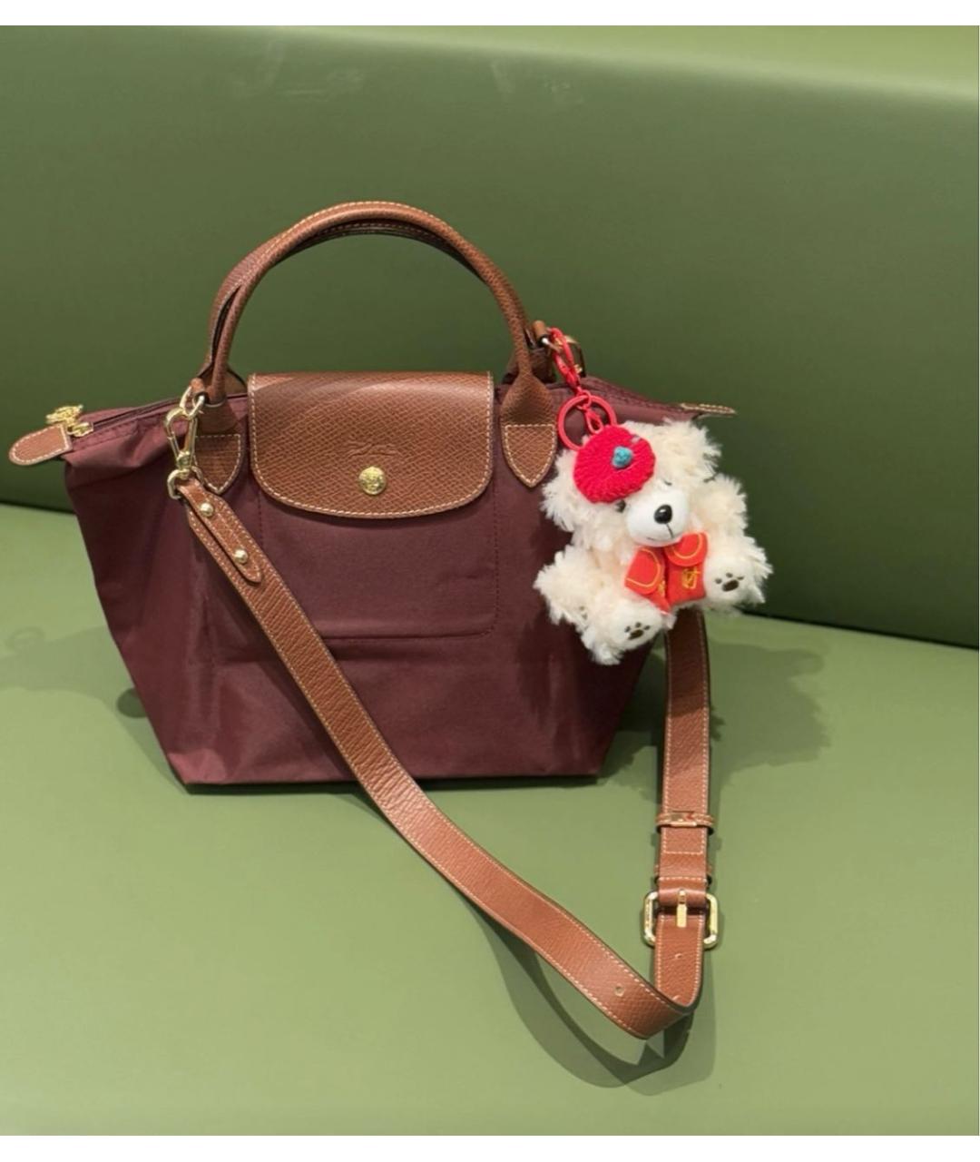 LONGCHAMP Бордовая синтетическая сумка с короткими ручками, фото 2