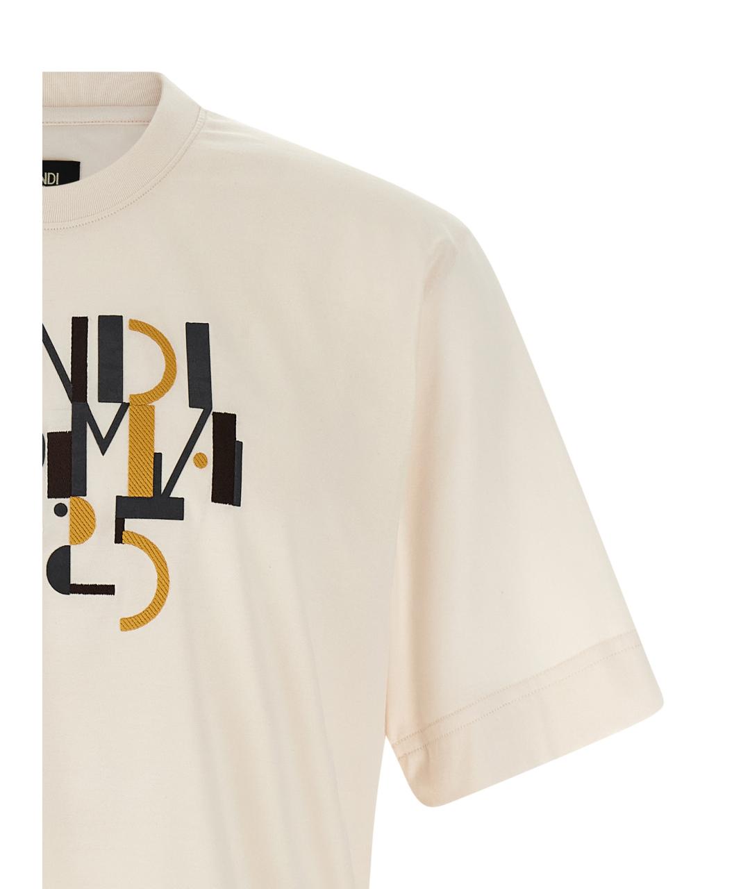 FENDI Белая хлопковая футболка, фото 3