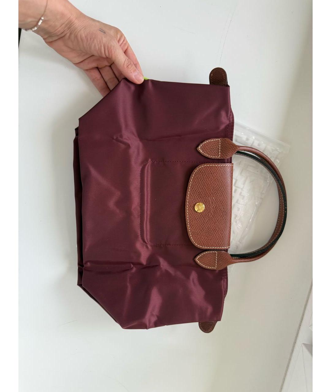LONGCHAMP Бордовая синтетическая сумка с короткими ручками, фото 2