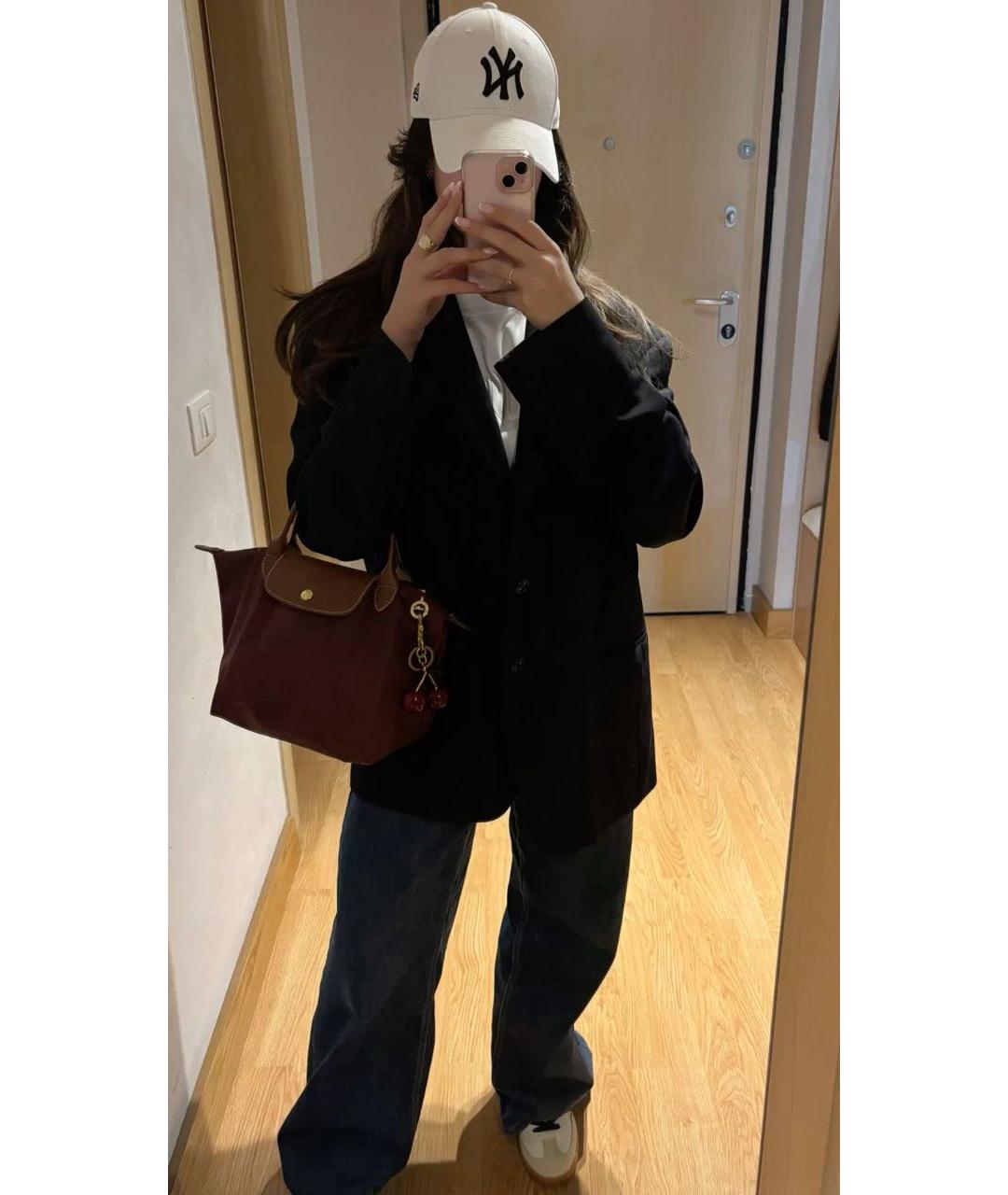 LONGCHAMP Бордовая синтетическая сумка с короткими ручками, фото 6