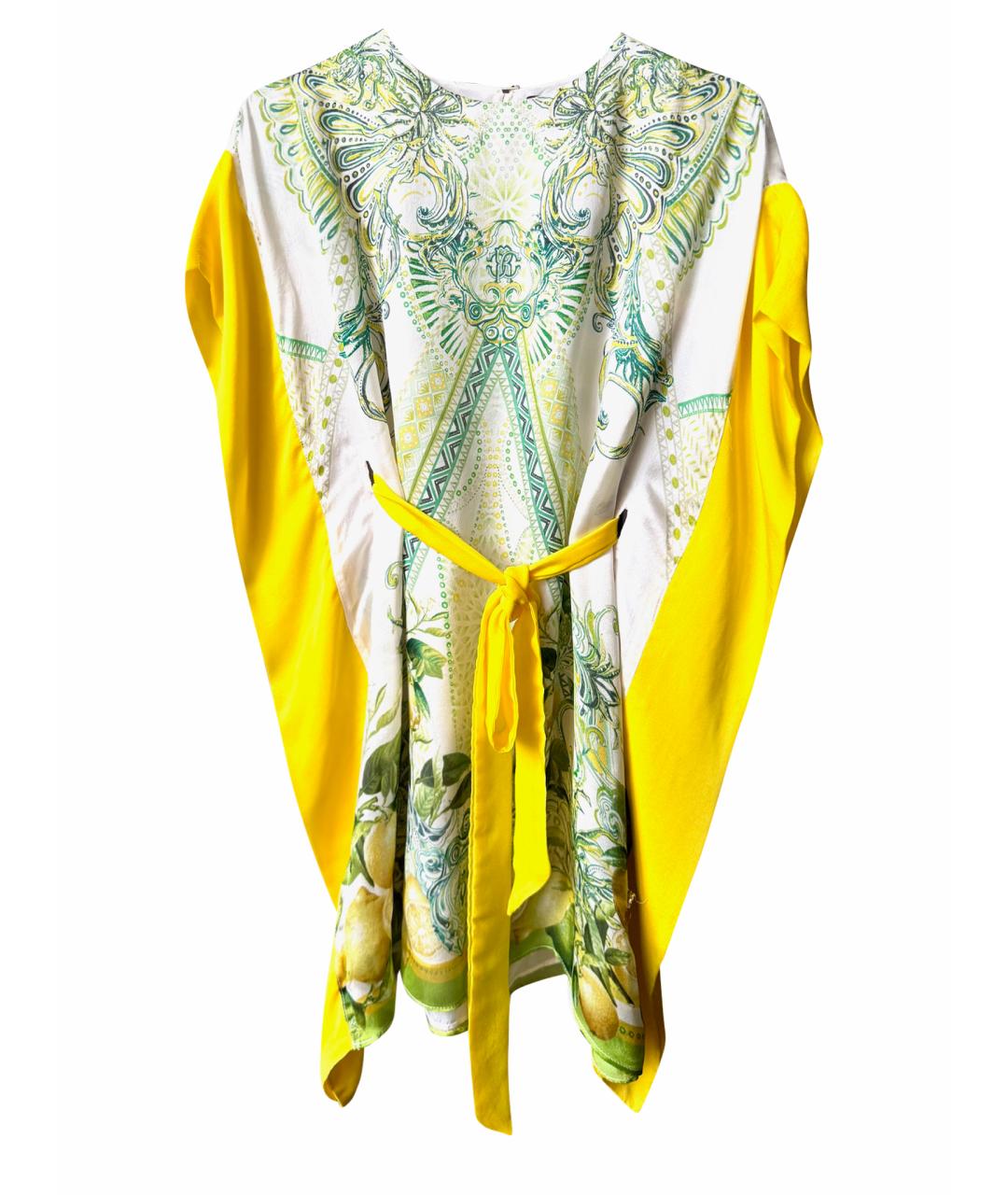 ROBERTO CAVALLI Желтое шелковое коктейльное платье, фото 1