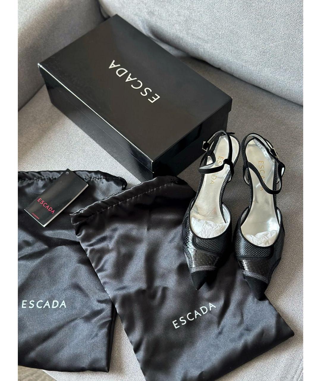 ESCADA Черные кожаные босоножки, фото 2