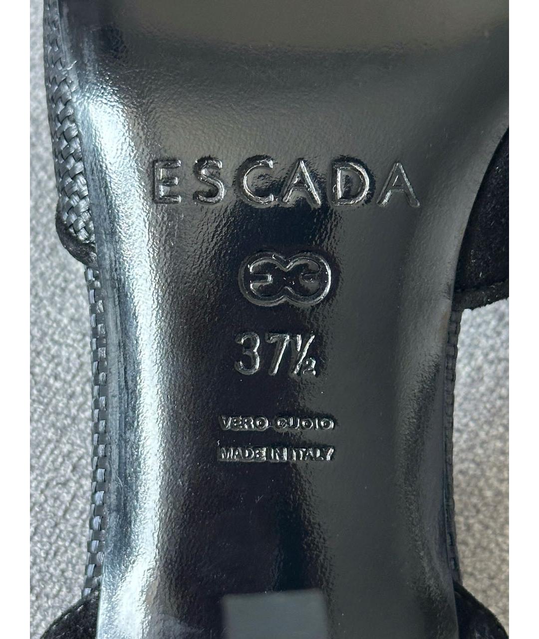 ESCADA Черные кожаные босоножки, фото 8