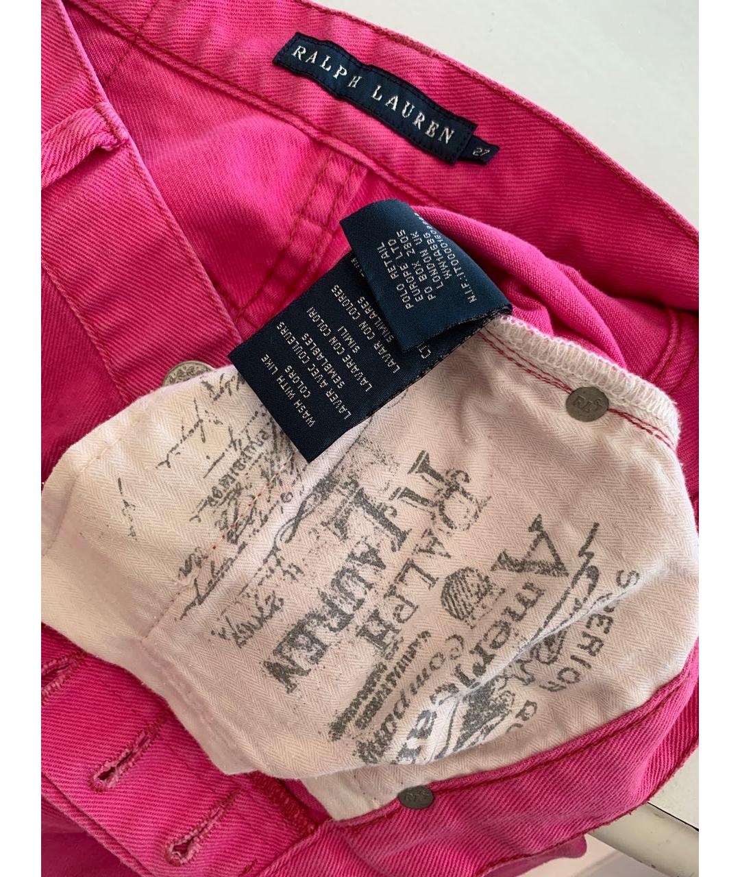 RALPH LAUREN Розовые хлопковые джинсы слим, фото 4