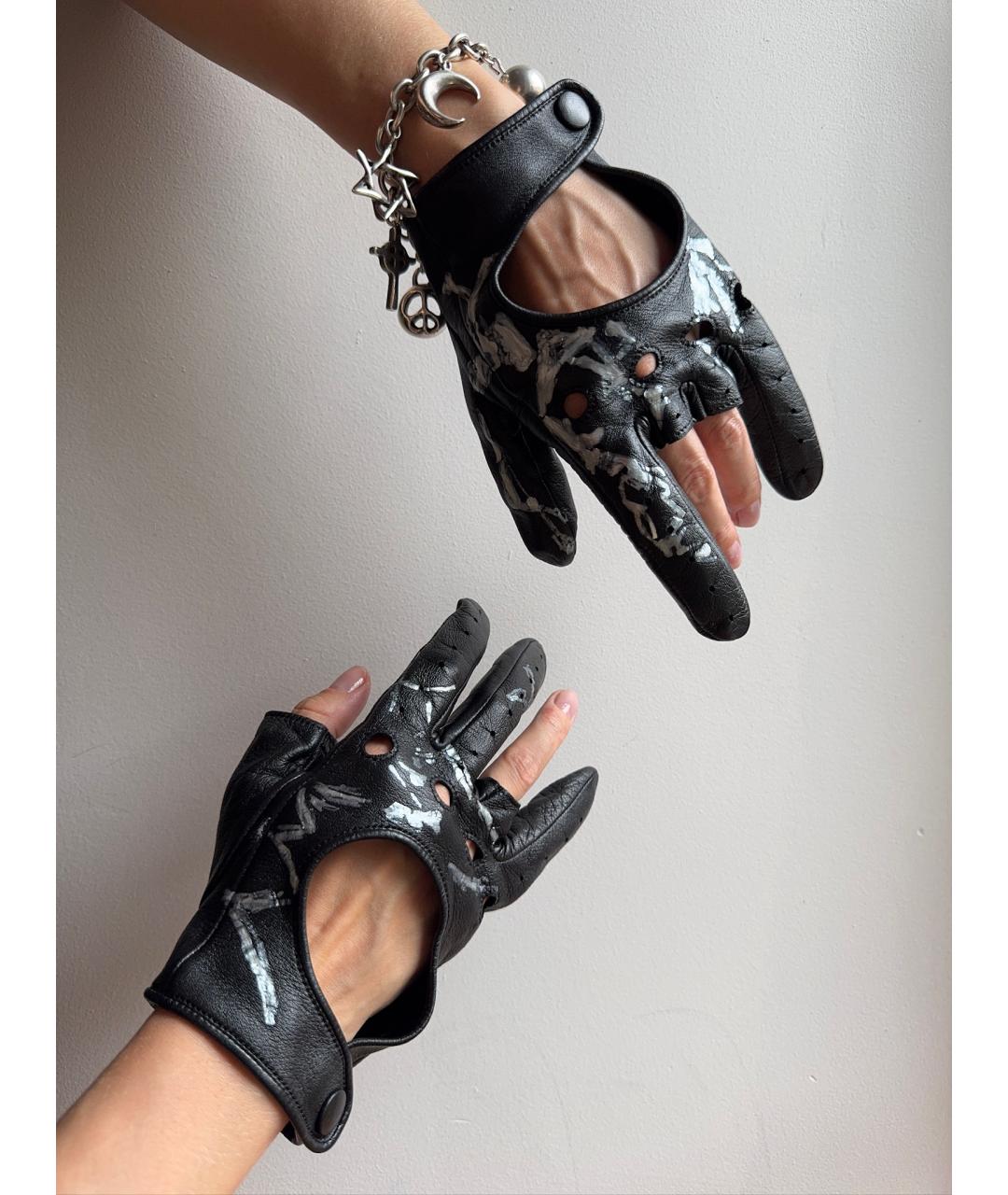 YOHJI YAMAMOTO Черные кожаные перчатки, фото 6