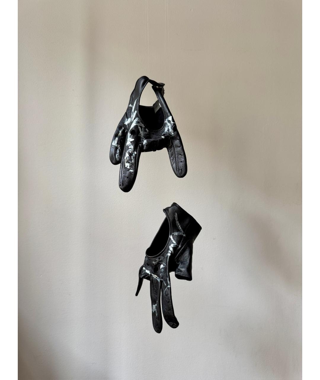 YOHJI YAMAMOTO Черные кожаные перчатки, фото 2
