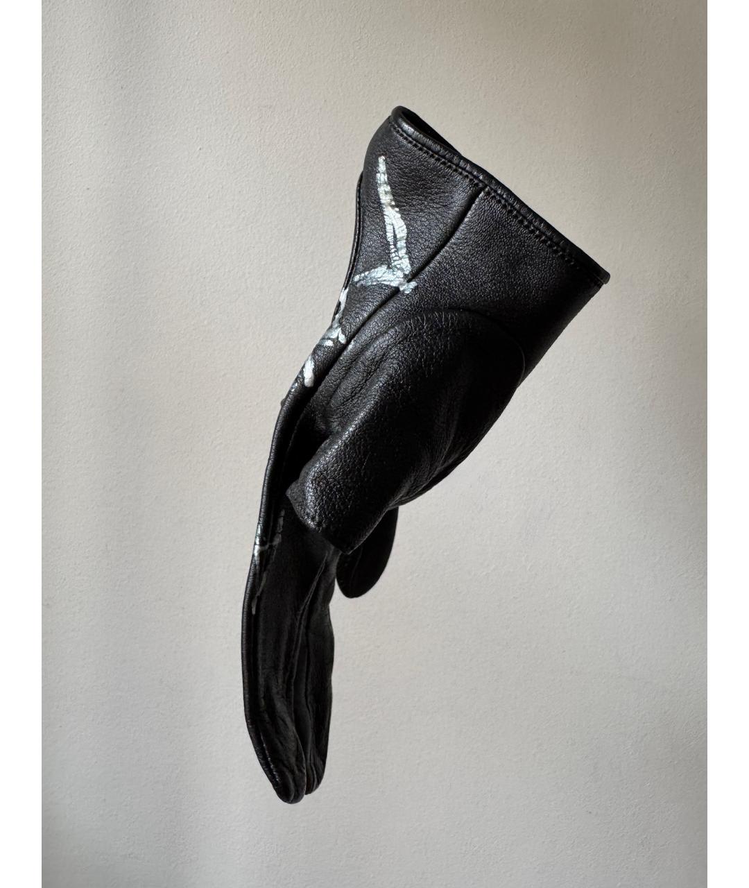 YOHJI YAMAMOTO Черные кожаные перчатки, фото 3