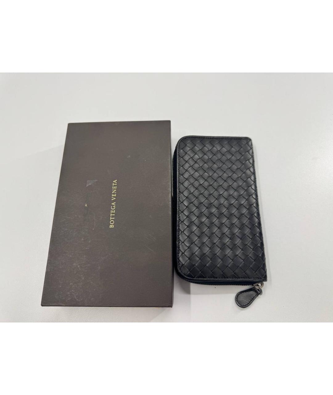 BOTTEGA VENETA Черный кожаный кошелек, фото 3
