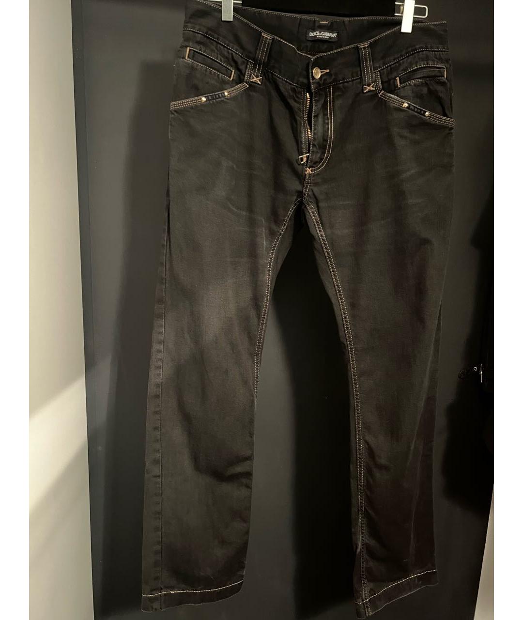 DOLCE&GABBANA Черные хлопковые прямые джинсы, фото 4
