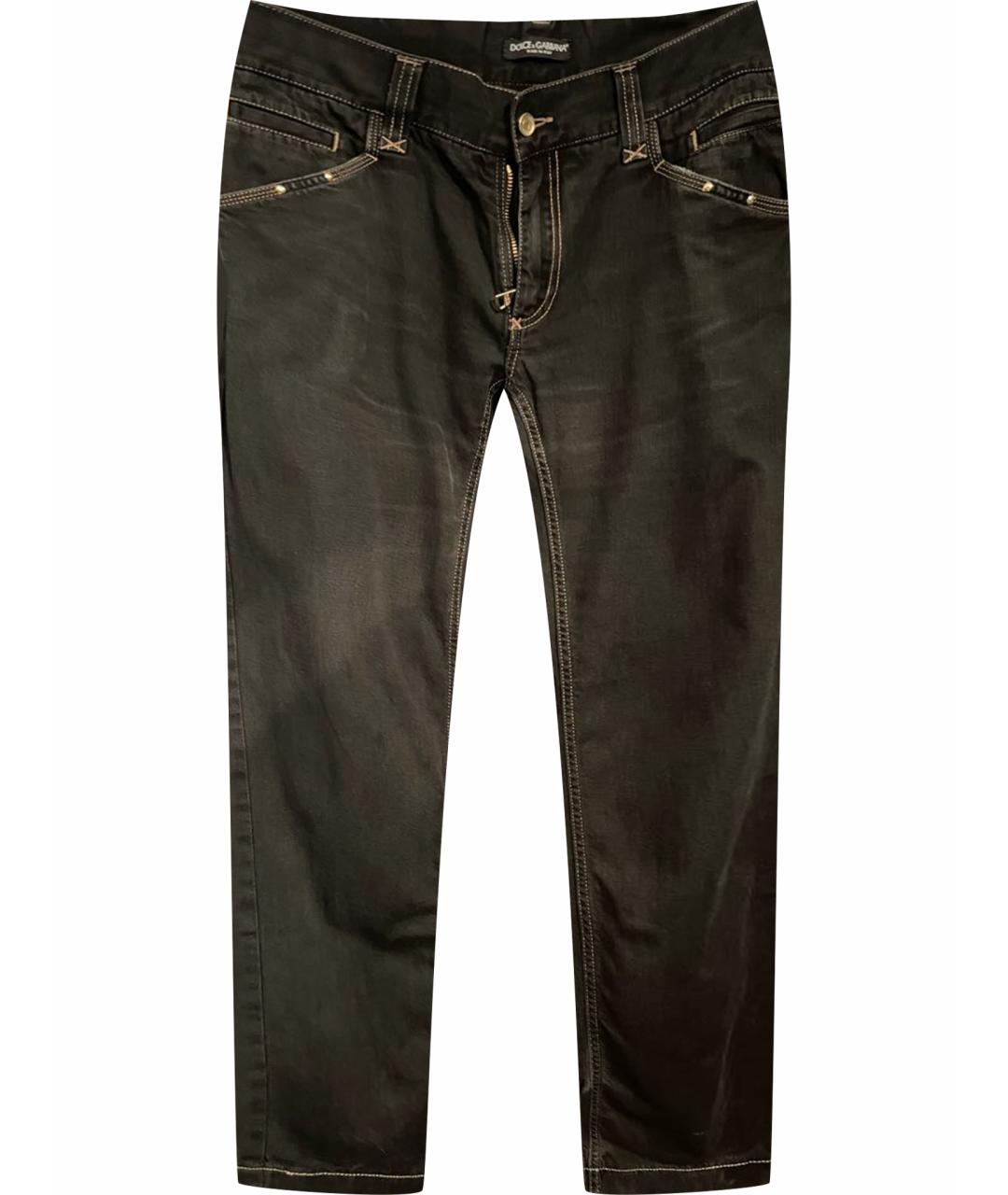 DOLCE&GABBANA Черные хлопковые прямые джинсы, фото 1