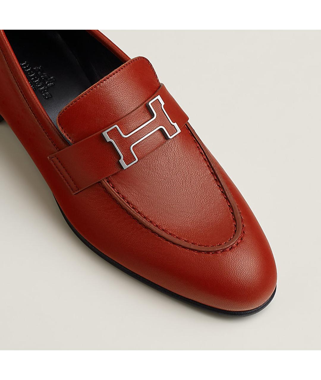 HERMES Красные кожаные лоферы, фото 2