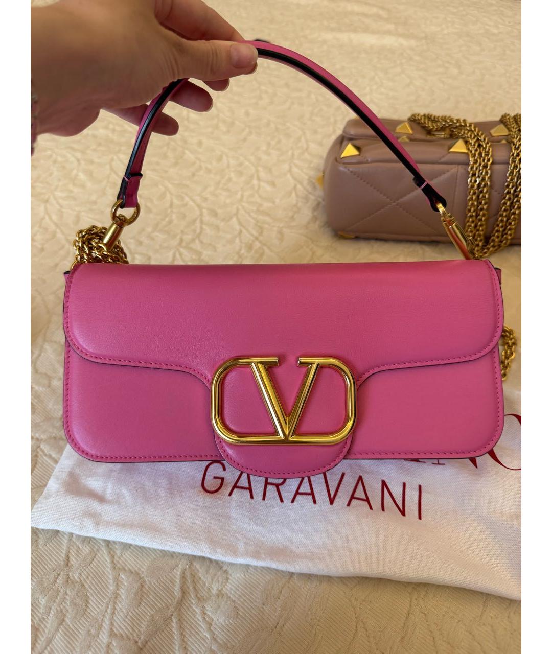 VALENTINO Фуксия кожаная сумка с короткими ручками, фото 7