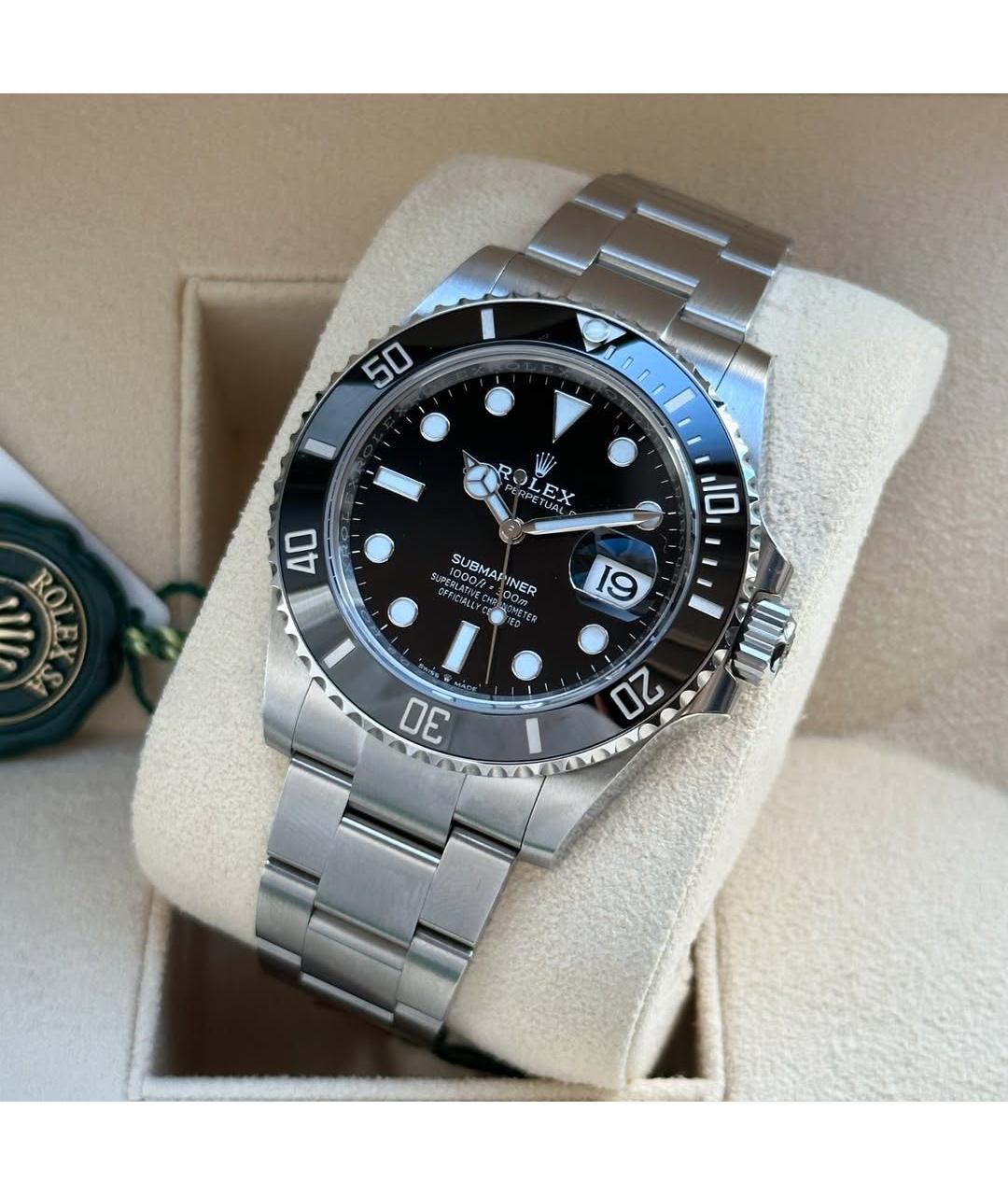 ROLEX Черные часы из белого золота, фото 2