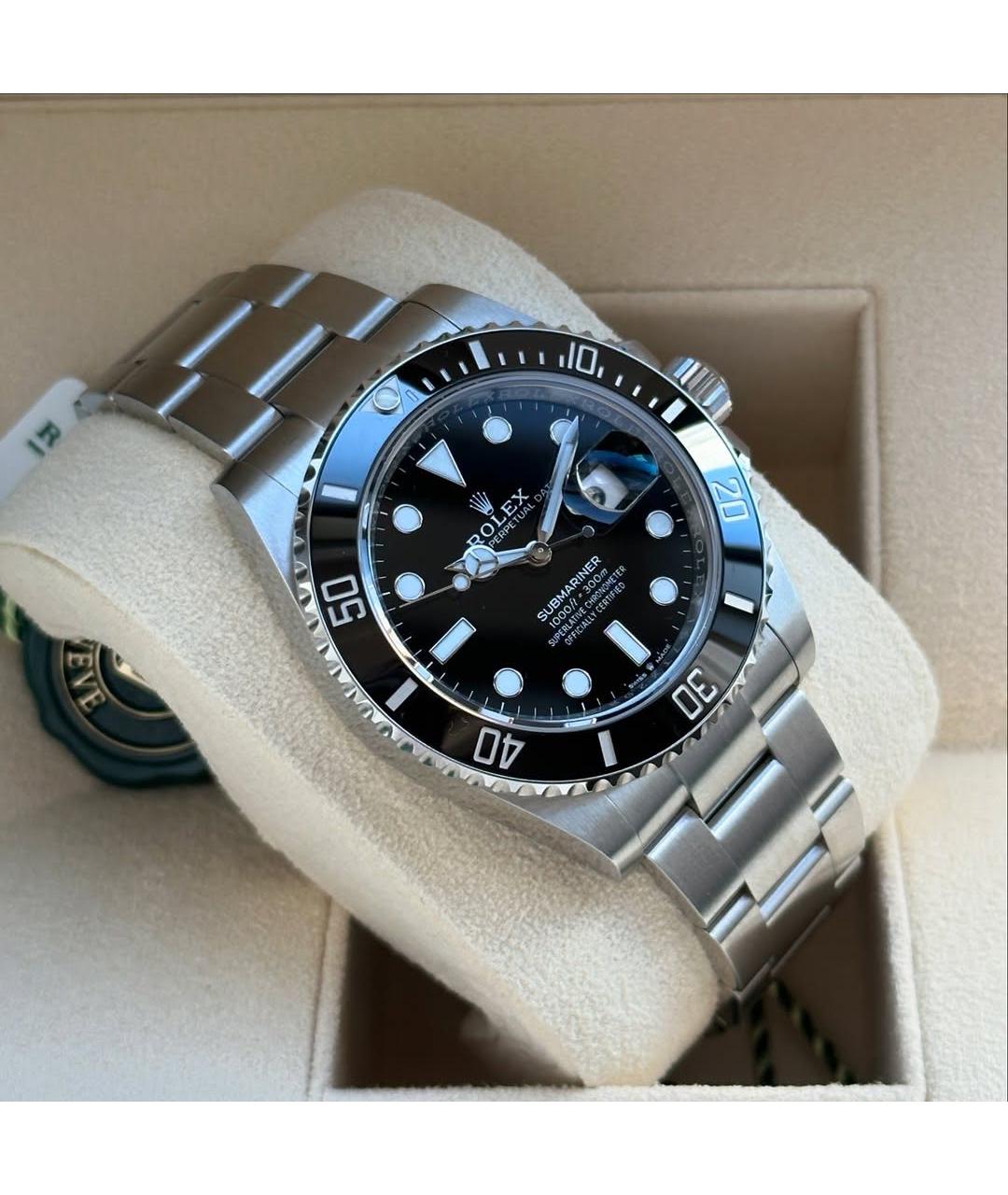 ROLEX Черные часы из белого золота, фото 3