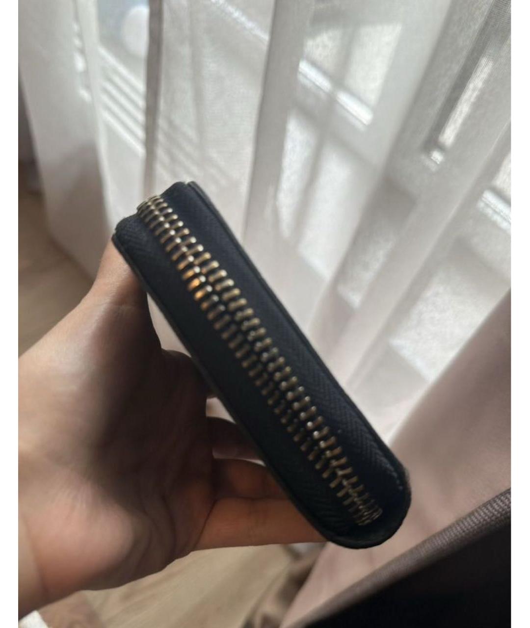 LOUIS VUITTON Черный кожаный кошелек, фото 4