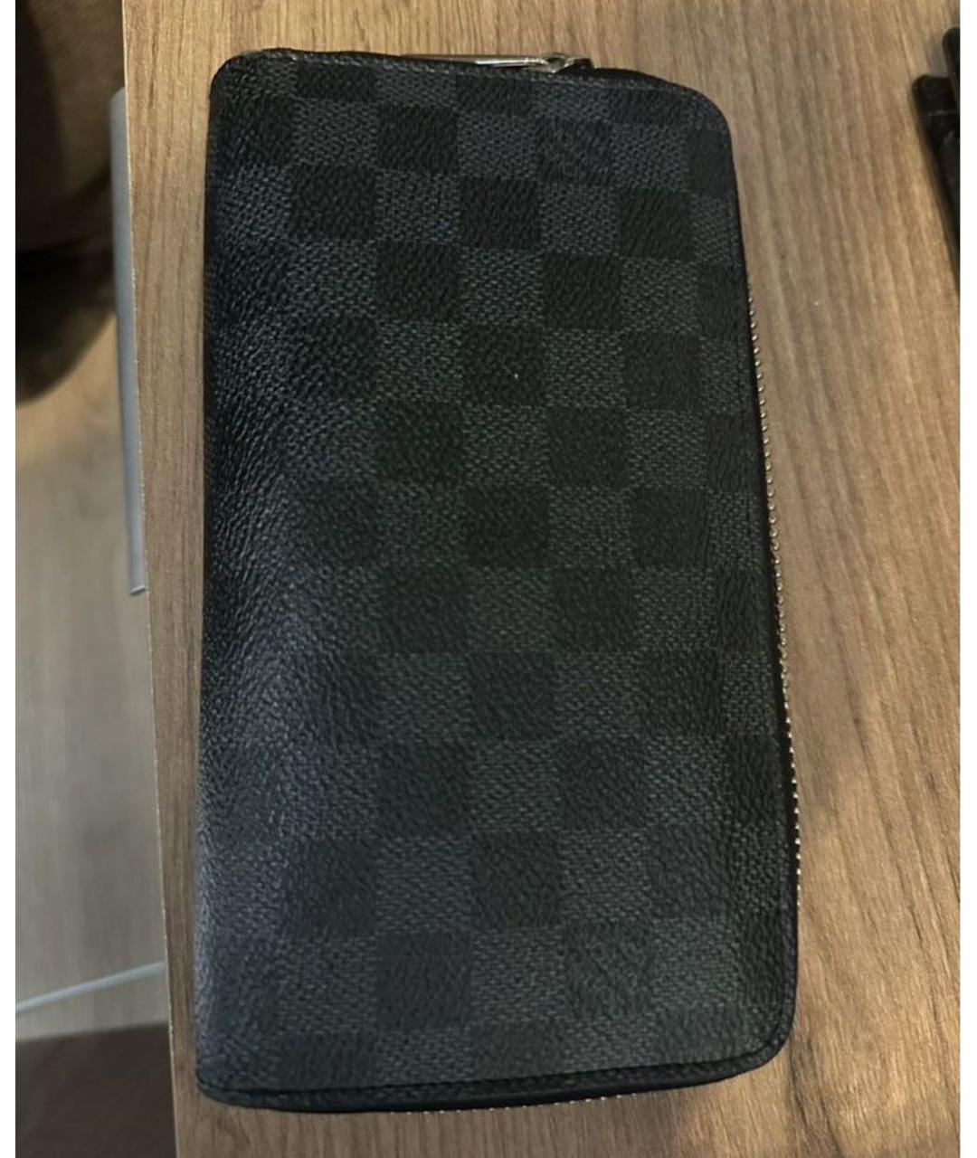 LOUIS VUITTON Черный кожаный кошелек, фото 9
