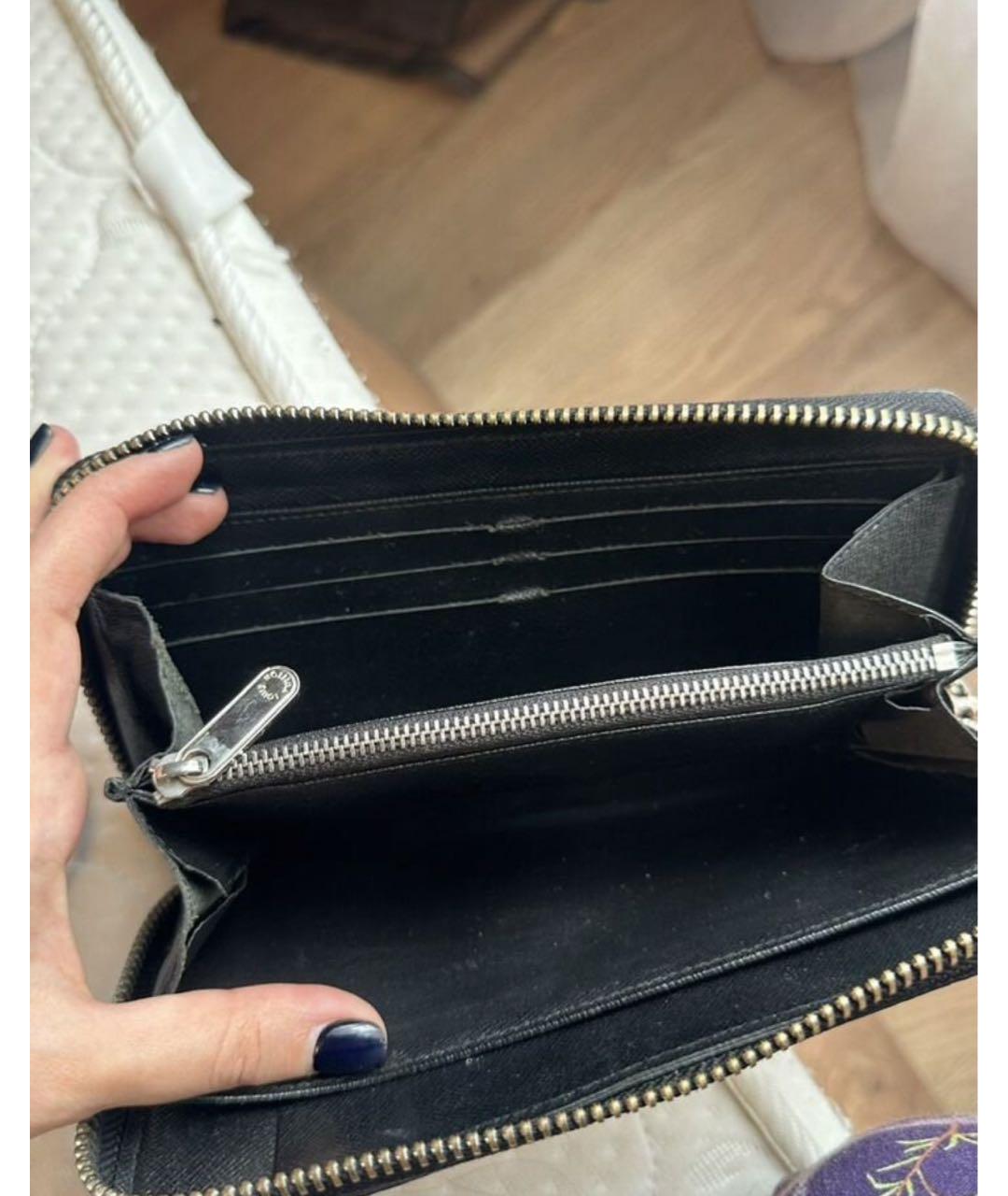 LOUIS VUITTON Черный кожаный кошелек, фото 5