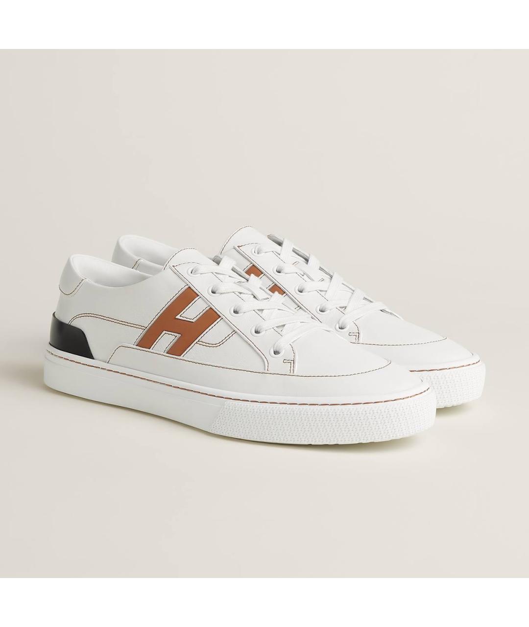 HERMES Белые кожаные кеды, фото 2
