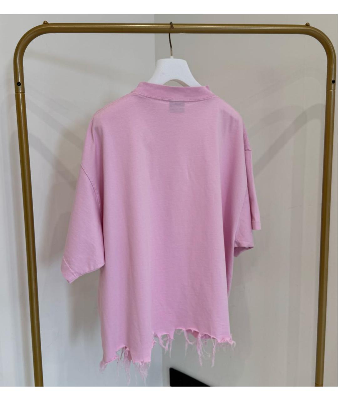 BALENCIAGA Розовая хлопковая футболка, фото 7