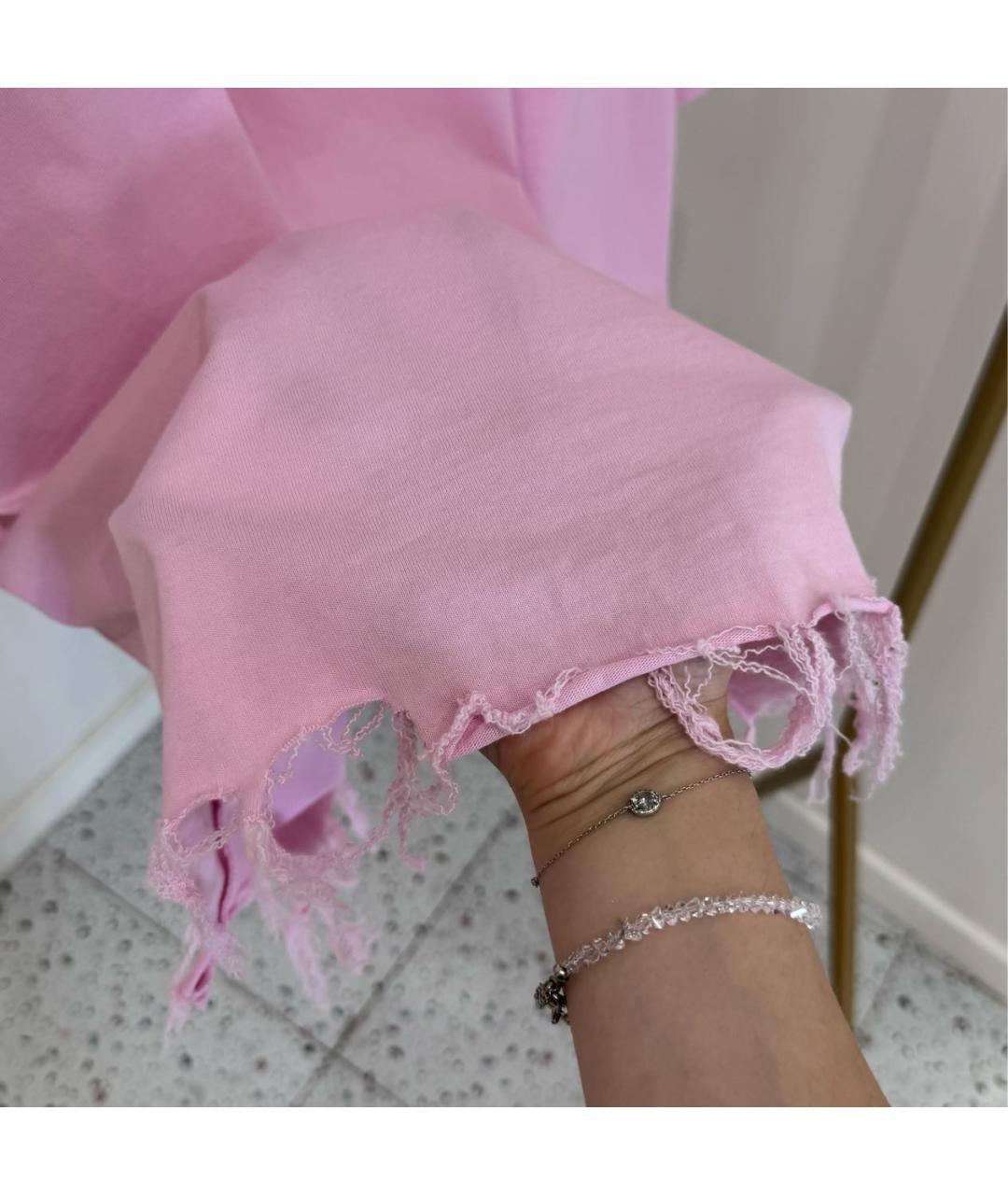 BALENCIAGA Розовая хлопковая футболка, фото 3