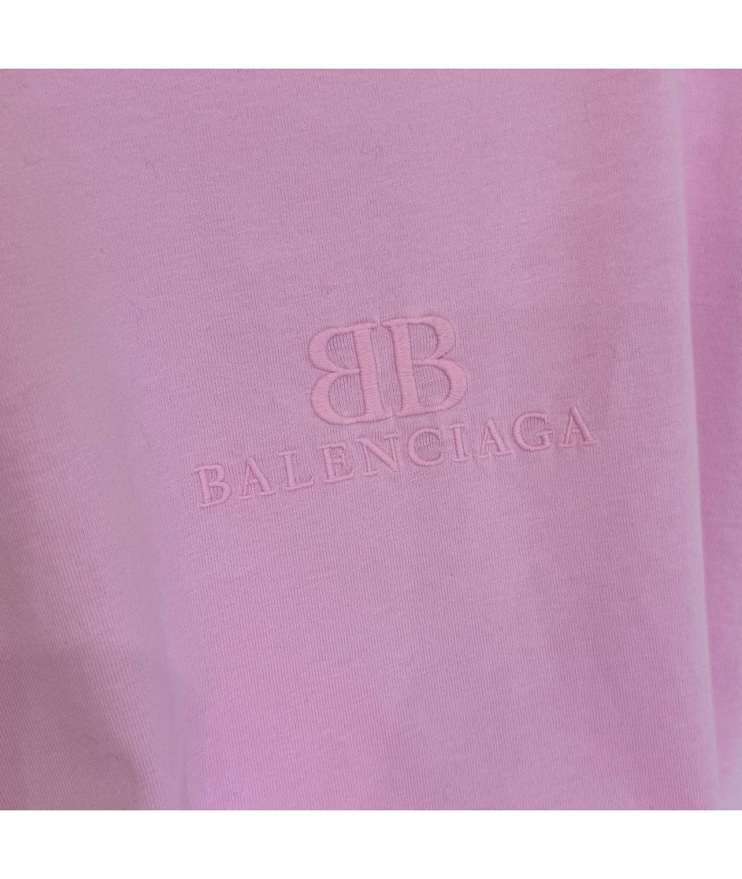 BALENCIAGA Розовая хлопковая футболка, фото 4