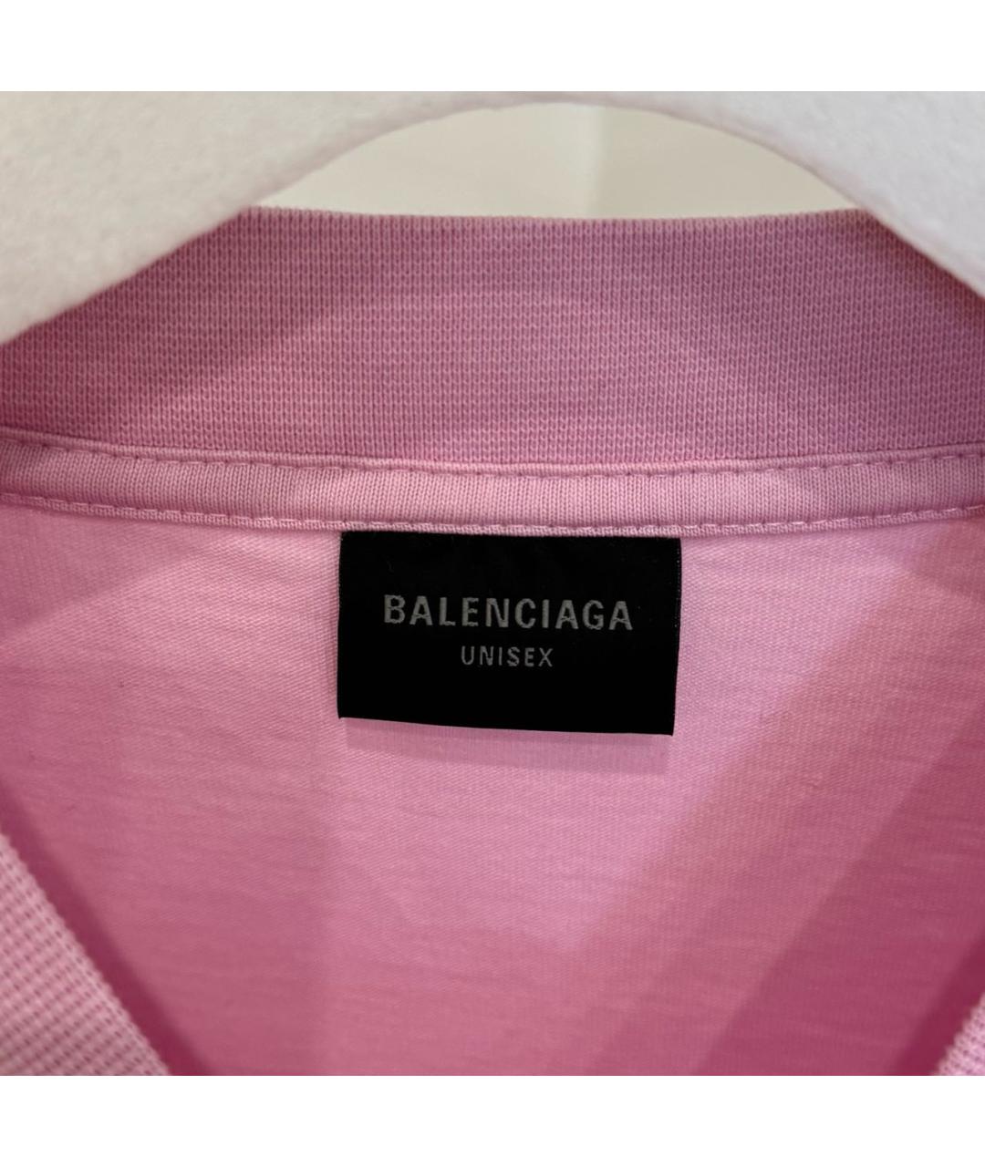BALENCIAGA Розовая хлопковая футболка, фото 5