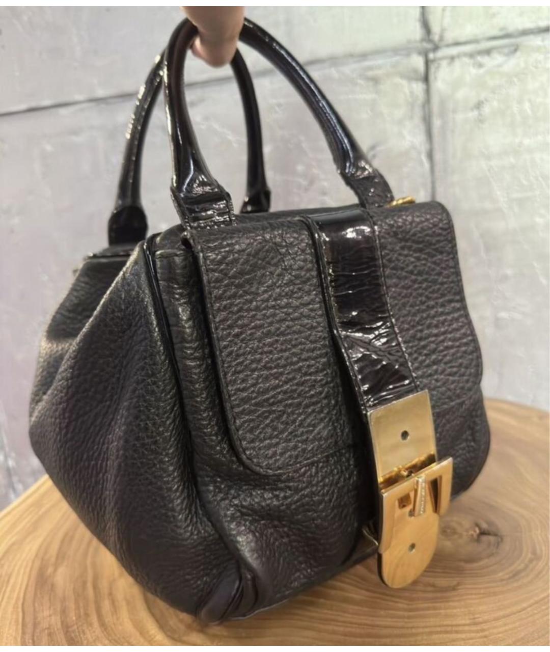 DOLCE&GABBANA Черная кожаная сумка с короткими ручками, фото 4