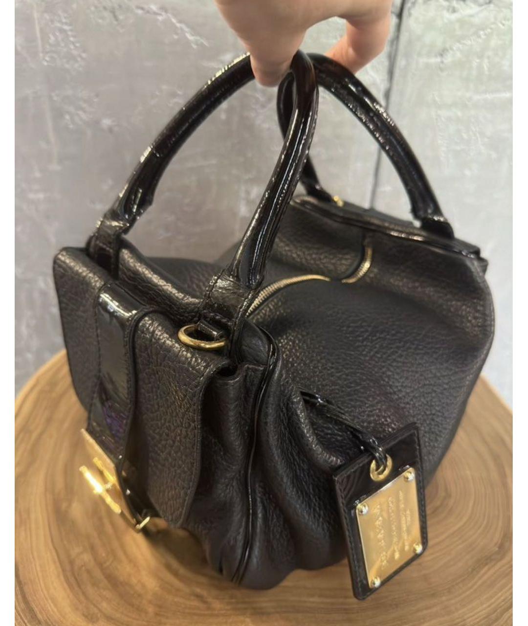 DOLCE&GABBANA Черная кожаная сумка с короткими ручками, фото 6
